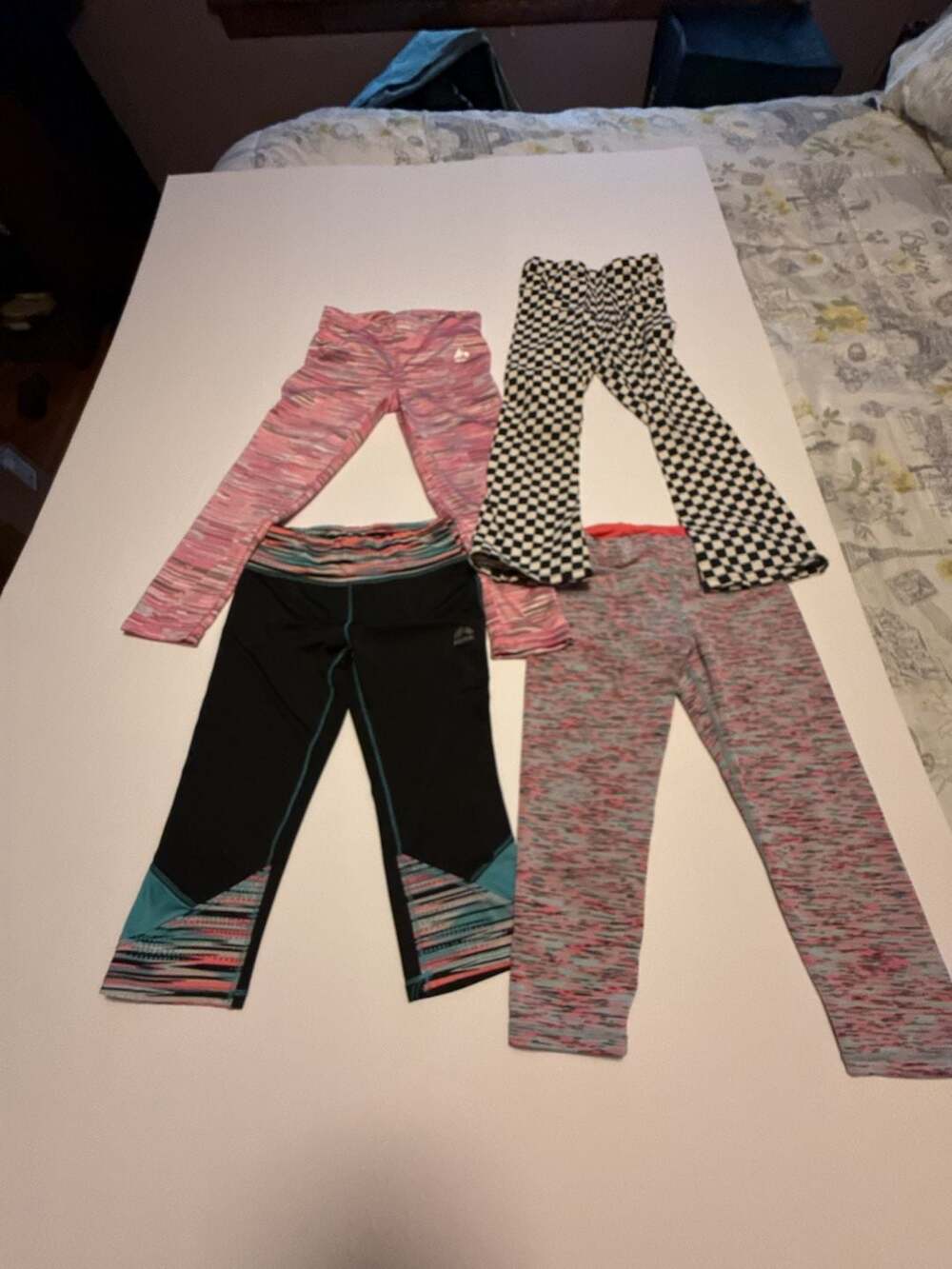 Lot of 4 Girls Athletic Leggings Assorted Styles. Size 7